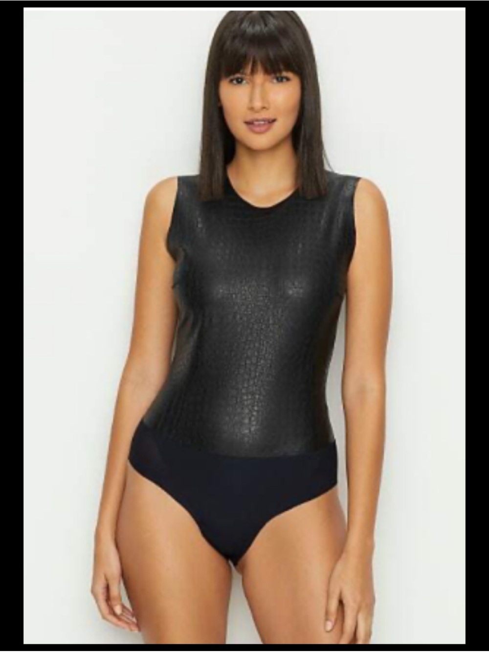 Express Black Sleeveless Faux-Leather Bodysuit 62